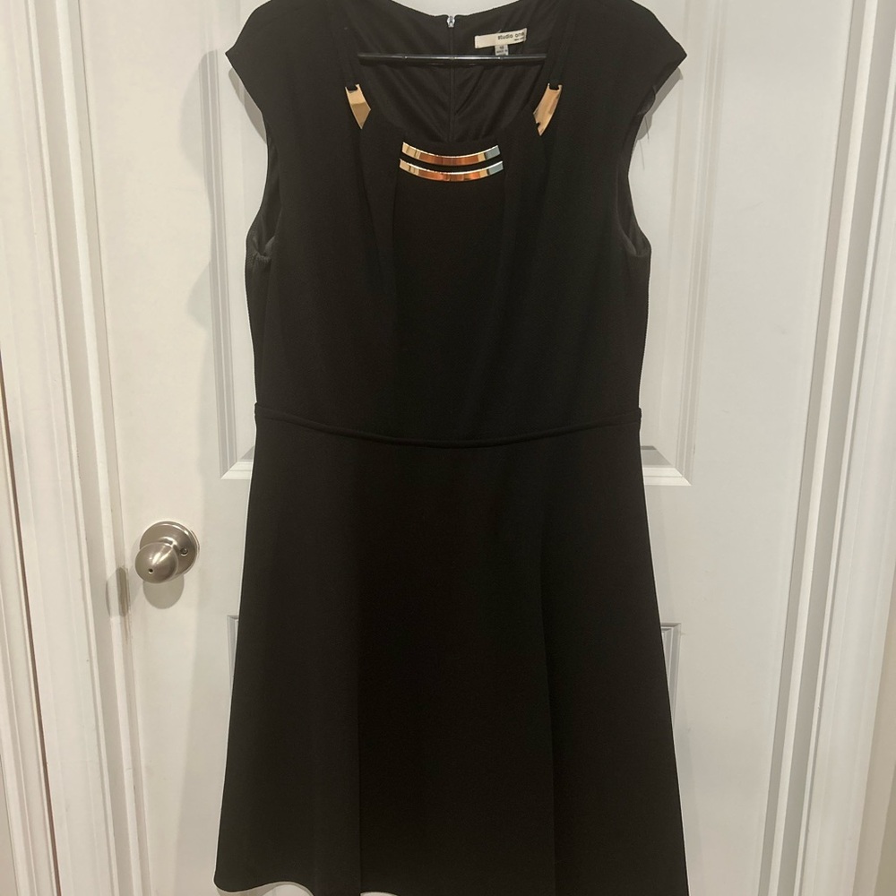 Studio One Black Mini Dress with Gold Accents
